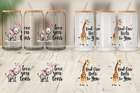 Glass Can Wild at Heart Jungle Valentine Watercolor Quotes Sublimation artnoy 