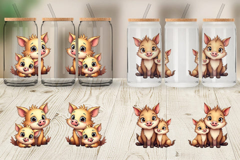 Glass Can Wild Boar Mother's Day Sublimation artnoy 