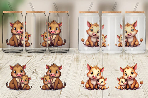 Glass Can Wild Boar Mother's Day Sublimation artnoy 