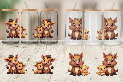 Glass Can Wild Boar Mother's Day Sublimation artnoy 