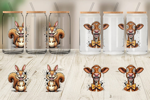 Glass Can Wild Easter Animal Sketch Sublimation artnoy 