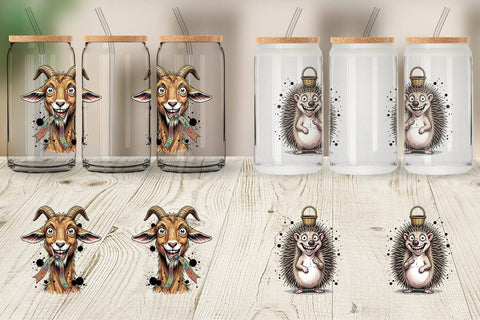 Glass Can Wild Easter Animal Sketch Sublimation artnoy 