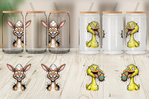 Glass Can Wild Easter Animal Sketch Sublimation artnoy 