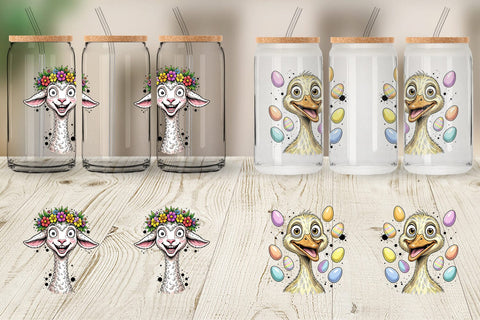 Glass Can Wild Easter Animal Sketch Sublimation artnoy 