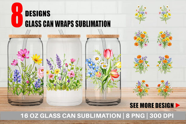 Glass Can Wildflower Drift Sublimation artnoy 