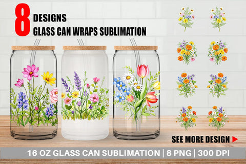 Glass Can Wildflower Drift Sublimation artnoy 