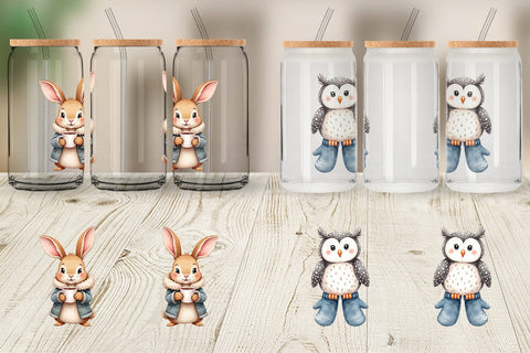 Glass Can Winter Animals Sublimation artnoy 
