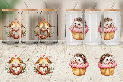 Glass Can Winter Critters & Sweets Watercolor Sublimation artnoy 