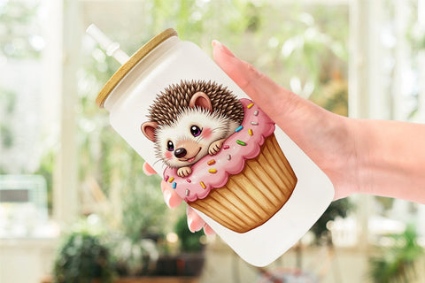 Glass Can Winter Critters & Sweets Watercolor Sublimation artnoy 