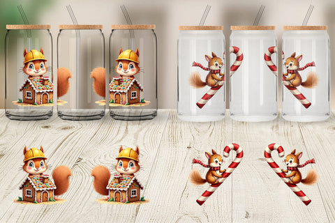 Glass Can Winter Critters & Sweets Watercolor Sublimation artnoy 
