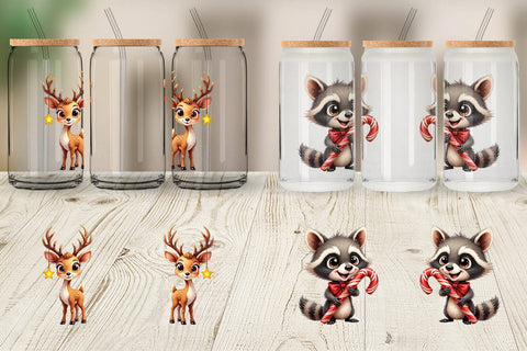 Glass Can Winter Glow Whimsical Animals Sublimation artnoy 