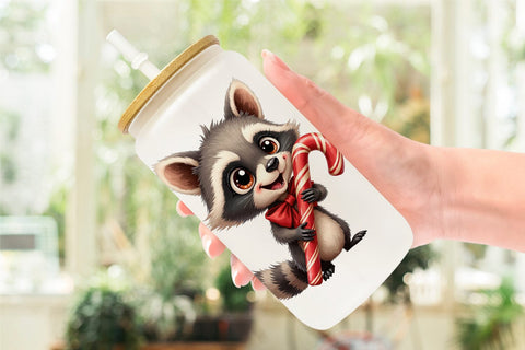 Glass Can Winter Glow Whimsical Animals Sublimation artnoy 