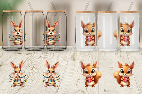 Glass Can Winter Glow Whimsical Animals Sublimation artnoy 