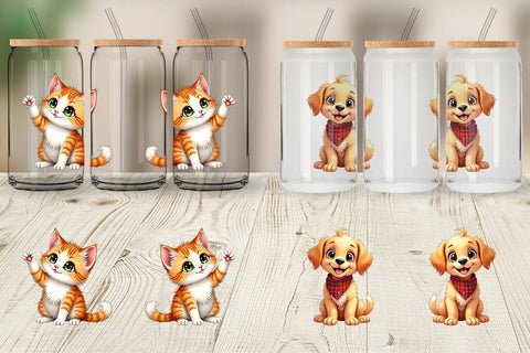 Glass Can Winter Pets Parade Sublimation artnoy 
