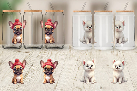 Glass Can Winter Pets Parade Sublimation artnoy 