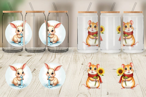 Glass Can Winter Pets Parade Sublimation artnoy 