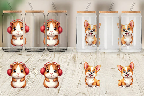 Glass Can Winter Pets Parade Sublimation artnoy 
