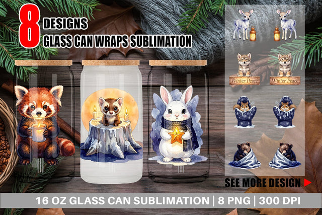 Glass Can Winter Solstice Whisper Watercolor Sublimation artnoy 