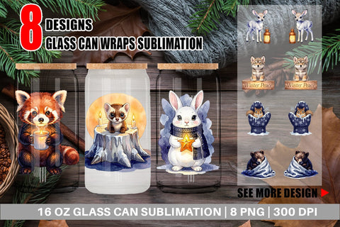 Glass Can Winter Solstice Whisper Watercolor Sublimation artnoy 