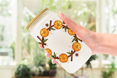 Glass Can Winter Woodland Farmhouse Elements Watercolor Sublimation artnoy 