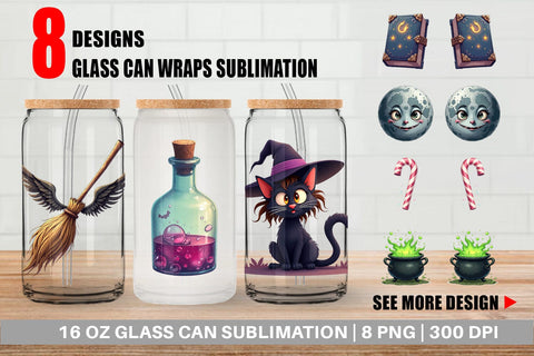 Glass Can Witch Elements Sublimation artnoy 