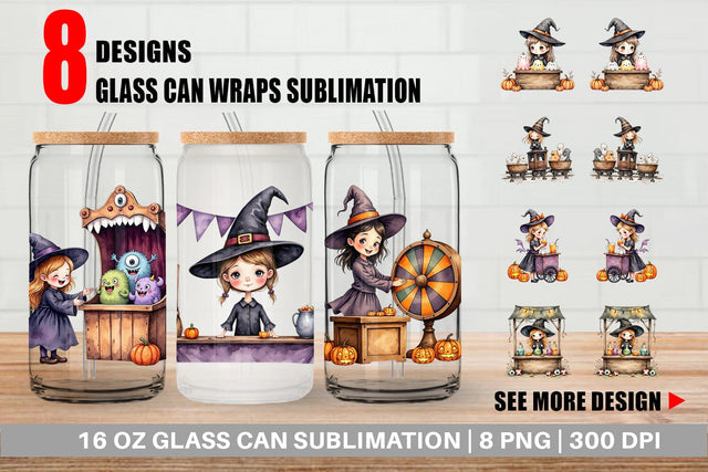 Glass Can Witch Market Night Sublimation artnoy 