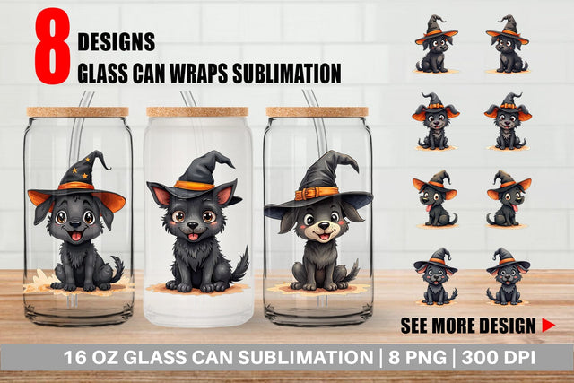 Glass Can Witchy Pup Sublimation artnoy 