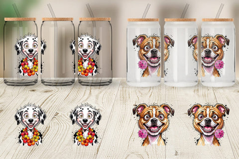 Glass Can Witty Coastal Dog Watercolor Caricature Sublimation artnoy 