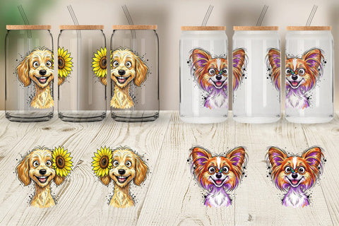 Glass Can Witty Summer Garden Dog Watercolor Sublimation artnoy 
