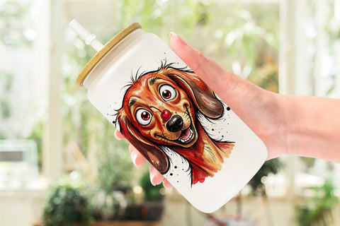 Glass Can Witty Summer Treat Dog Watercolor Sublimation artnoy 