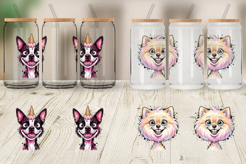 Glass Can Witty Summer Treat Dog Watercolor Sublimation artnoy 