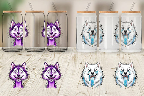 Glass Can Witty Summer Treat Dog Watercolor Sublimation artnoy 