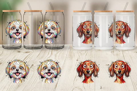 Glass Can Witty Summer Treat Dog Watercolor Sublimation artnoy 