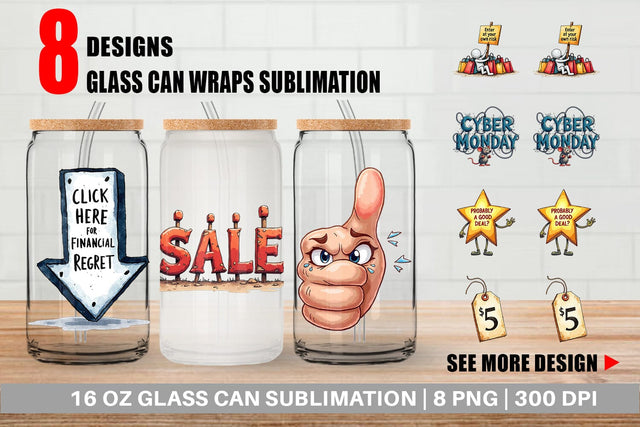 Glass Can Witty Warning Icons Sublimation artnoy 