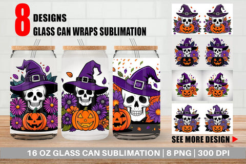 Glass Can Wizard Hat Skull Sublimation artnoy 