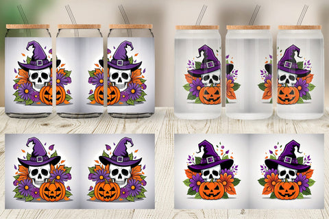 Glass Can Wizard Hat Skull Sublimation artnoy 