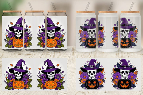 Glass Can Wizard Hat Skull Sublimation artnoy 