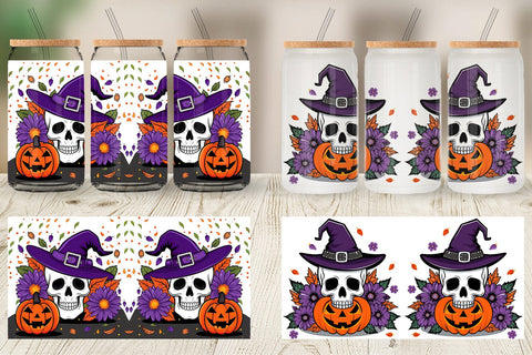 Glass Can Wizard Hat Skull Sublimation artnoy 