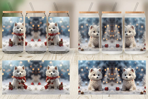 Glass Can Wolf Christmas Sublimation artnoy 
