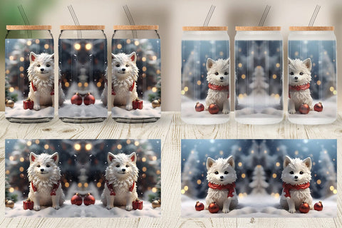 Glass Can Wolf Christmas Sublimation artnoy 