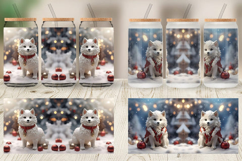 Glass Can Wolf Christmas Sublimation artnoy 