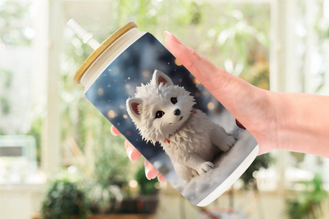 Glass Can Wolf Christmas Sublimation artnoy 