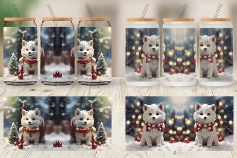 Glass Can Wolf Christmas Sublimation artnoy 