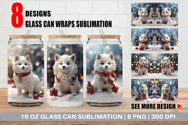 Glass Can Wolf Christmas Sublimation artnoy 