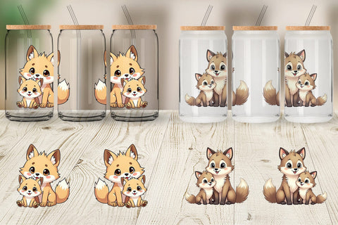 Glass Can Wolf Mother's Day Sublimation artnoy 