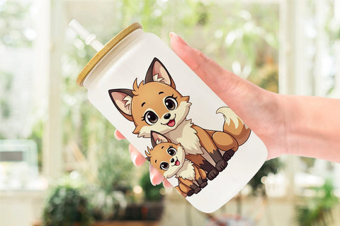 Glass Can Wolf Mother's Day Sublimation artnoy 