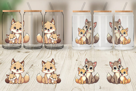 Glass Can Wolf Mother's Day Sublimation artnoy 
