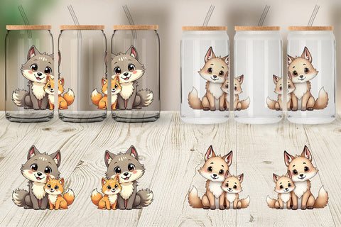 Glass Can Wolf Mother's Day Sublimation artnoy 