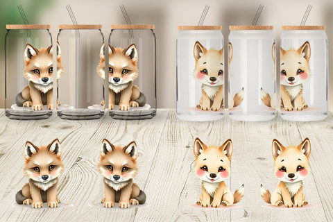 Glass Can Wolf Wildlife Sublimation artnoy 