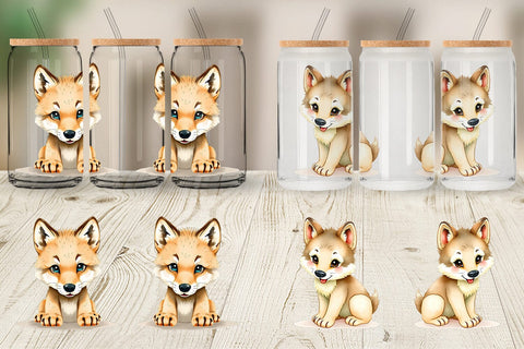 Glass Can Wolf Wildlife Sublimation artnoy 